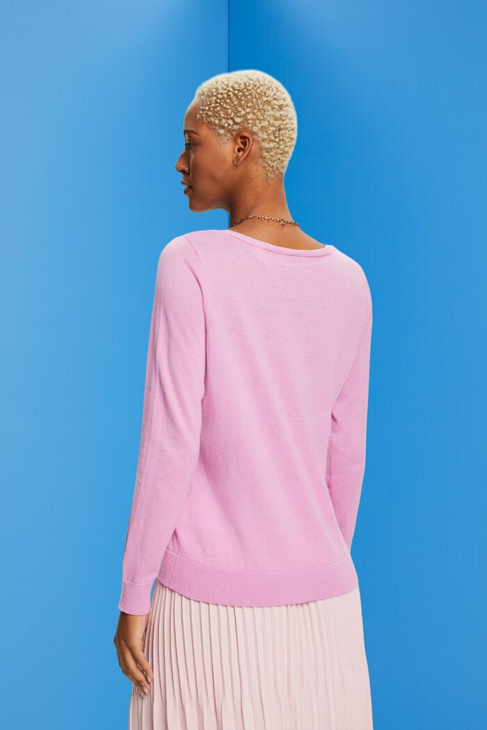 Bavlněný pulovr se špičatým výstřihem, LILAC, detail image number 3