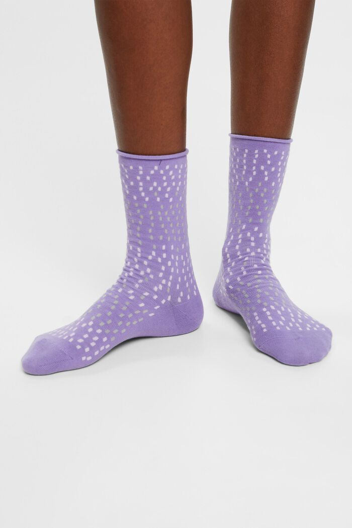 2 páry ponožek s puntíkovaným vzorem, bio bavlna, LILAC/BLACK, detail image number 1