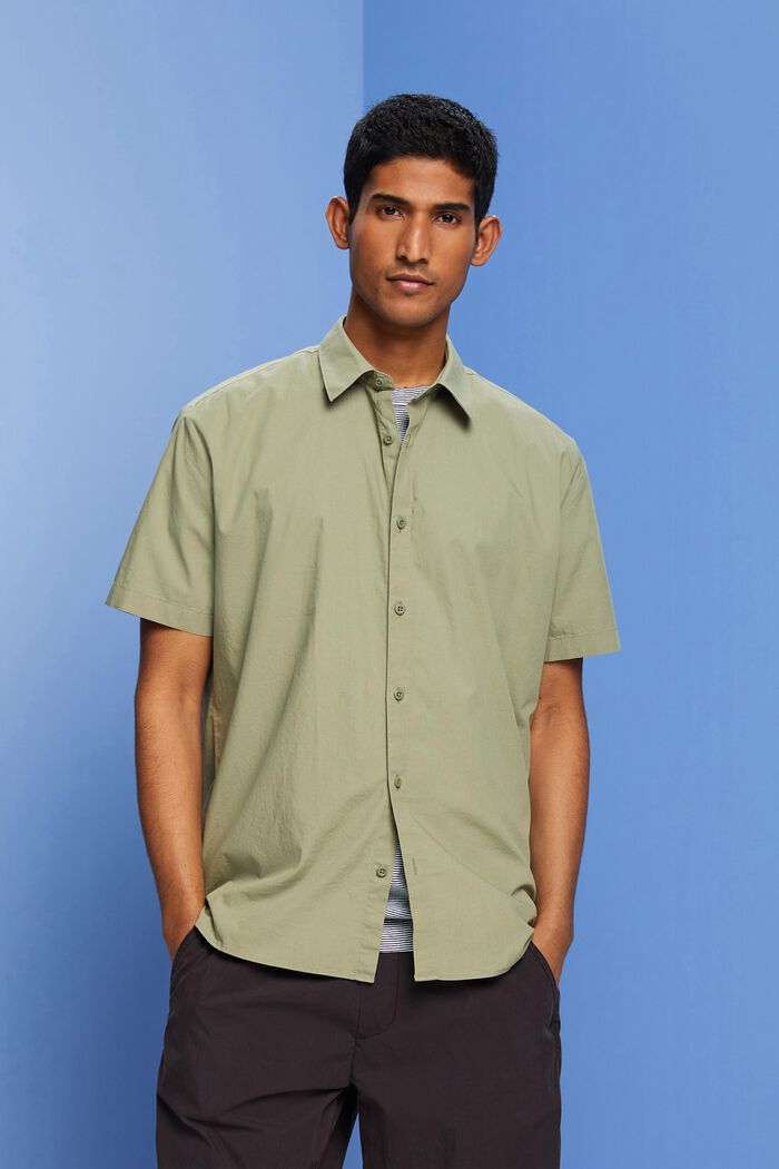 Košile s propínacím límcem a krátkým rukávem, LIGHT KHAKI, detail image number 0