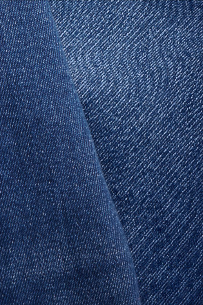Úzké džíny s poničeným vzhledem, bio bavlna, BLUE DARK WASHED, detail image number 4