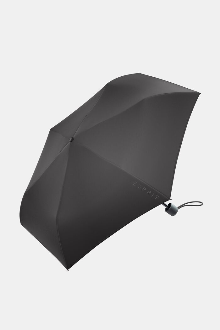 Černý skládací deštník s natištěným logem, ONE COLOR, detail image number 0