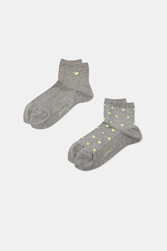 Ponožky se srdíčky, 2 páry v balení, LIGHT GREY, detail image number 0