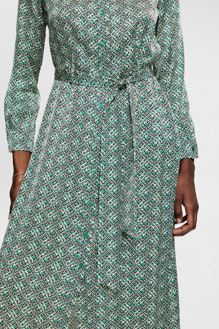 Vzorované šaty se saténovým vzhledem, EMERALD GREEN, detail image number 0