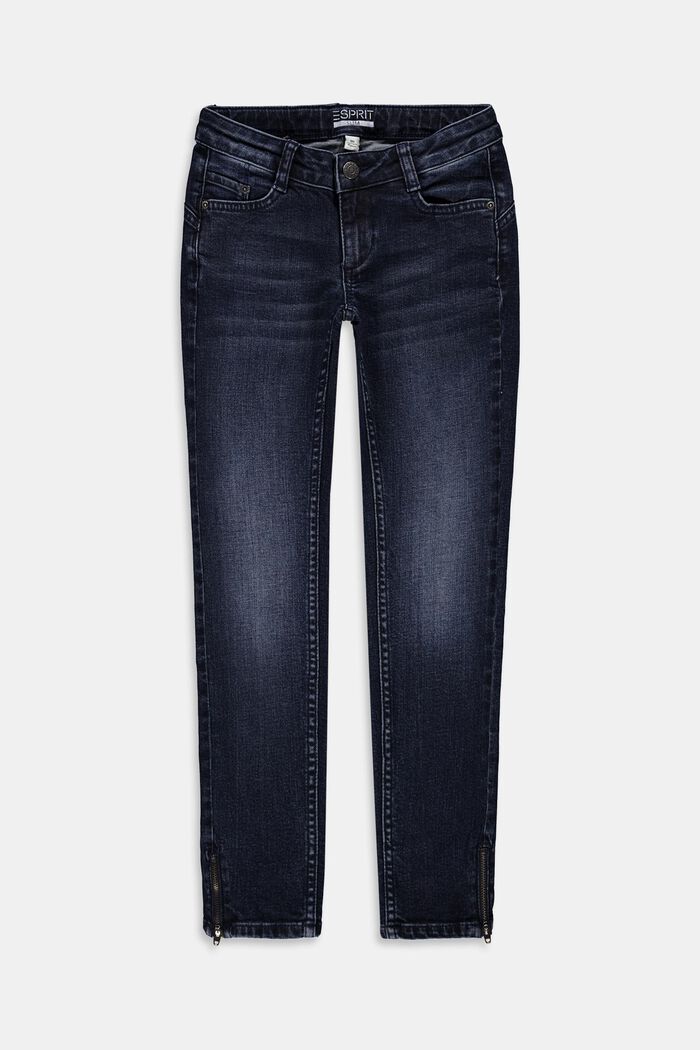 Strečové džíny se zapínáním na zip, ze směsi s bavlnou, BLUE DARK WASHED, detail image number 0