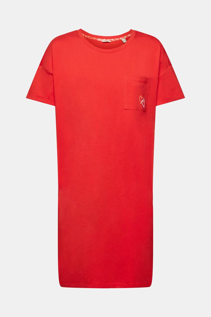 Noční košile s náprsní kapsou, RED, detail image number 5