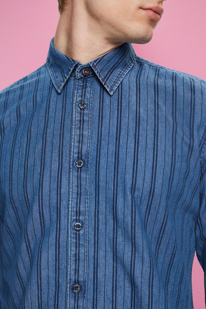 Slim fit džínová košile s pruhy, NAVY, detail image number 2