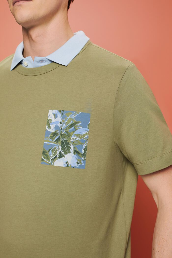 Žerzejové tričko s potiskem na hrudi, 100% bavlna, LIGHT KHAKI, detail image number 2