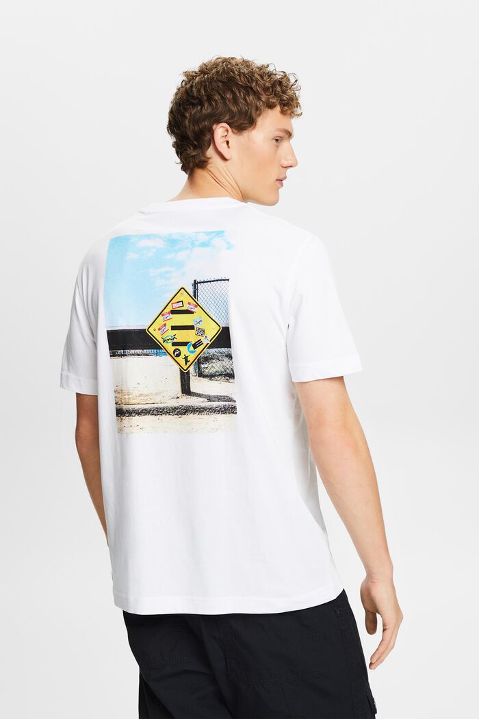Tričko z bavlněného žerzeje, s grafickým designem, WHITE, detail image number 2