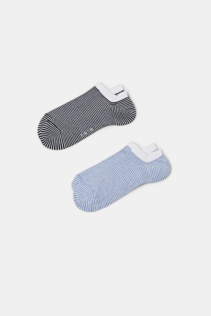 Proužkované kotníkové ponožky, 2 páry v balení, BLACK/BLUE, detail image number 0