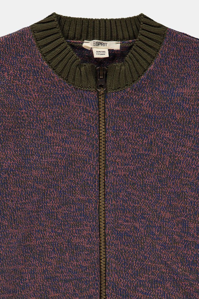 Kardigan na zip, z bavlněné směsi, KHAKI GREEN, detail image number 2