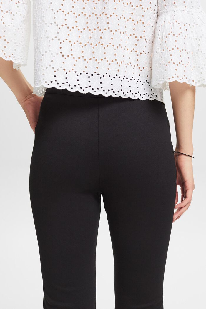 Kalhoty z materiálu punto, se zipy v lemech, BLACK, detail image number 3