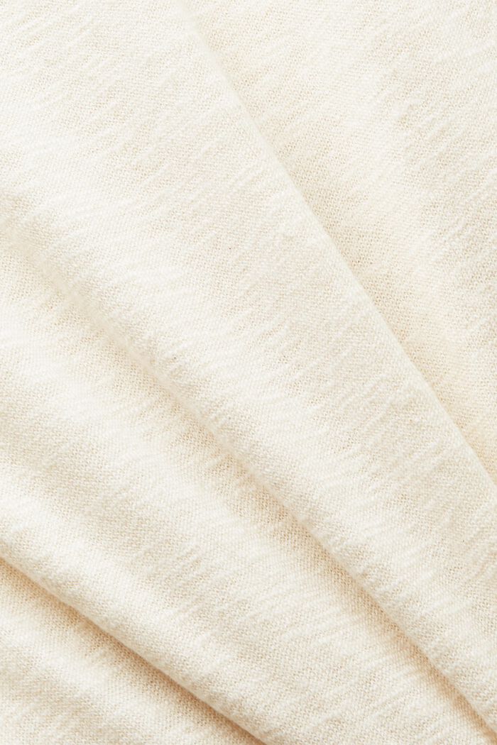 Pulovr s kulatým výstřihem, směs bavlny a lnu, CREAM BEIGE, detail image number 4