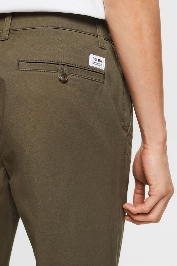 Kalhoty chino, bavlněný kepr, rovný střih, DARK KHAKI, detail image number 3