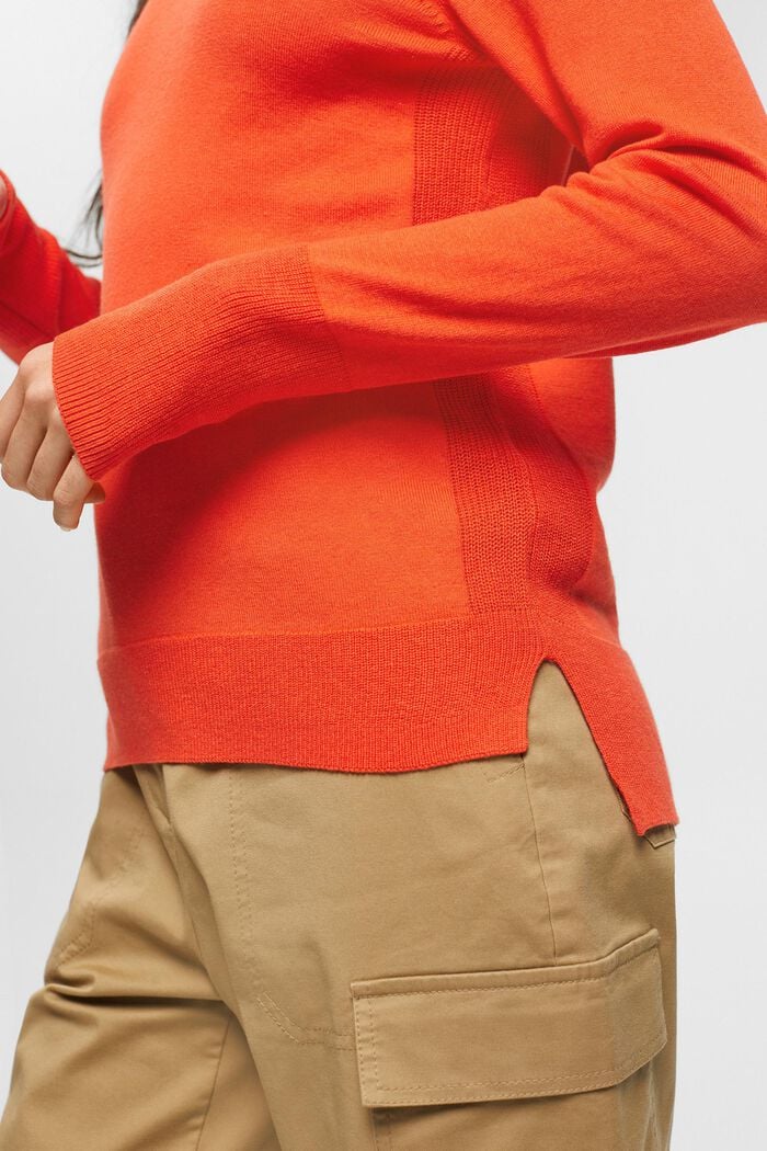 Jemně tkaný pulovr, ORANGE RED, detail image number 2