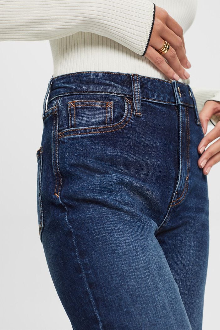 Retro džíny s rovnými straight nohavicemi a vysokým pasem, BLUE DARK WASHED, detail image number 1