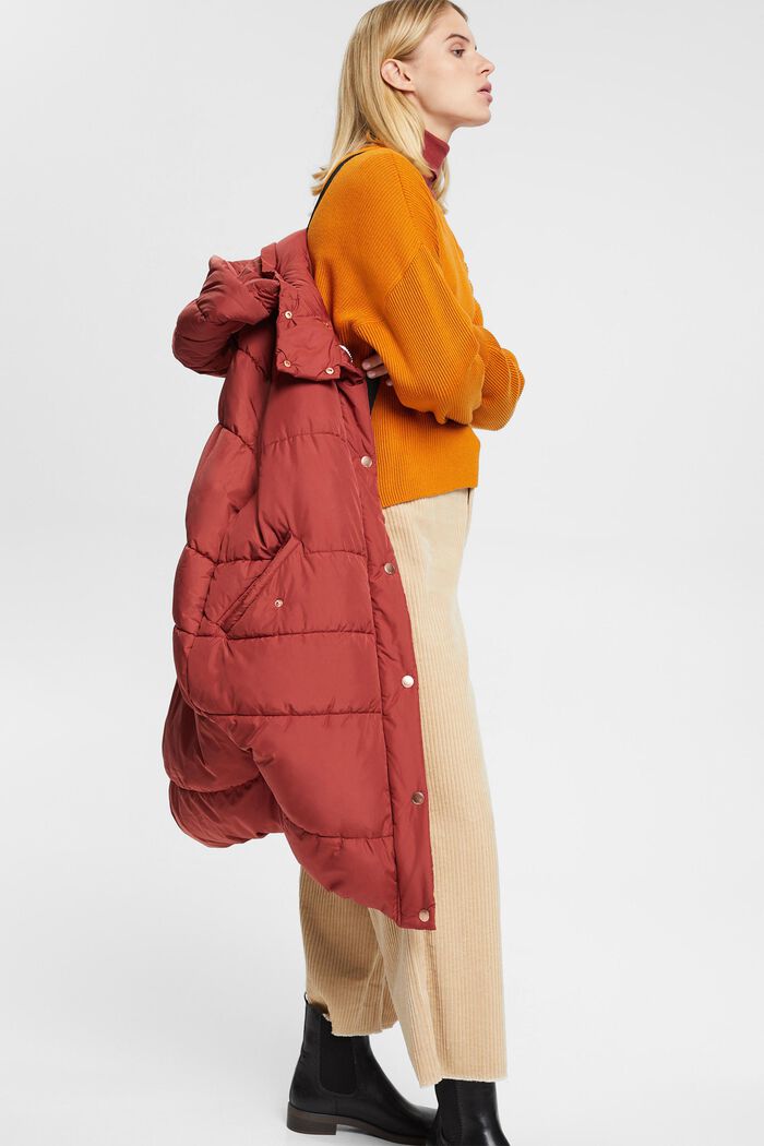 Prošívaný kabát s odepínací kapucí, TERRACOTTA, detail image number 5