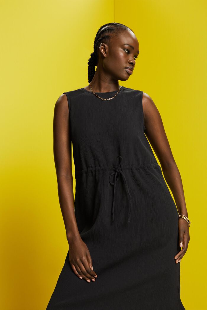 Maxi šaty z pomačkaného materiálu, BLACK, detail image number 0