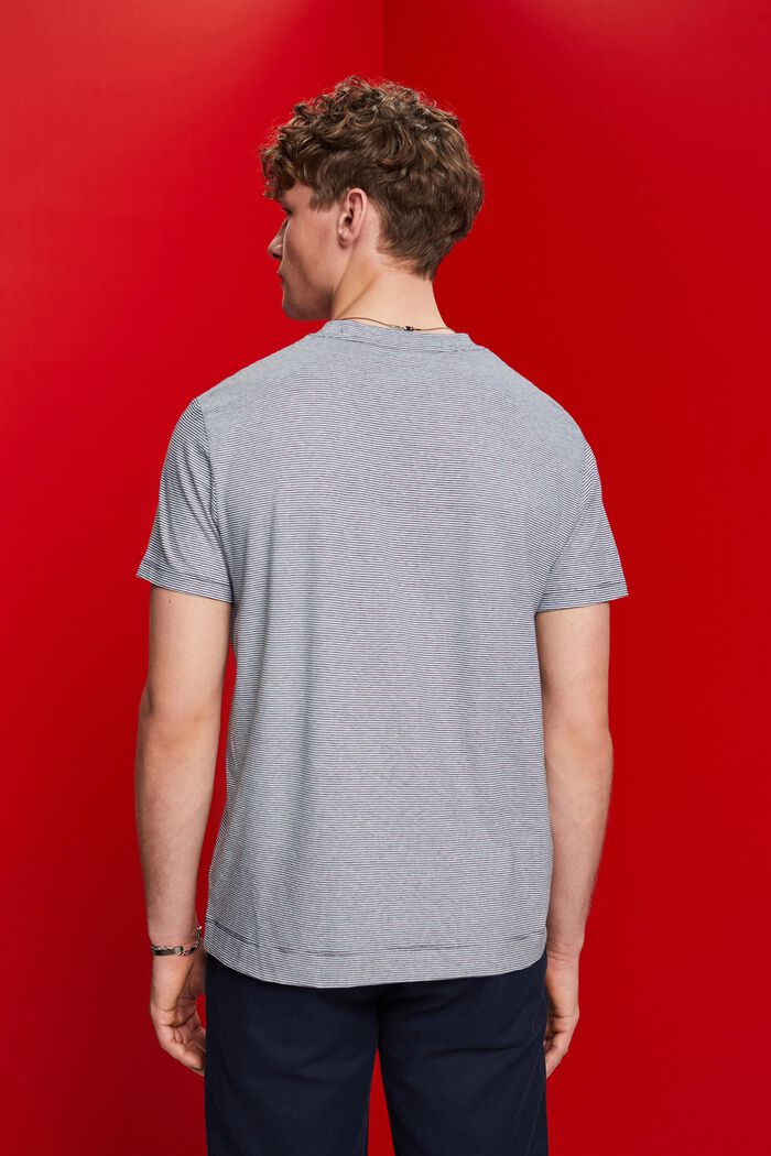 Pruhované žerzejové tričko, směs bavlny a lnu, NAVY, detail image number 3