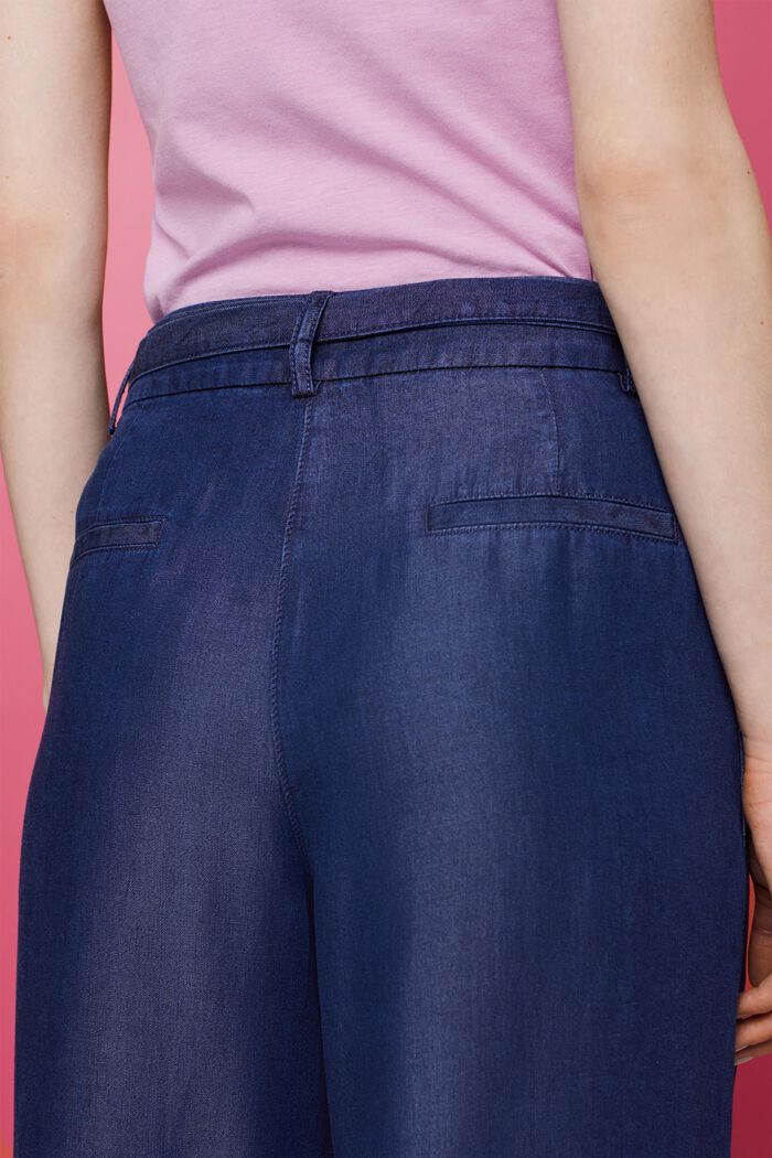 Zkrácené kalhoty se širokými nohavicemi, TENCEL™, BLUE DARK WASHED, detail image number 4