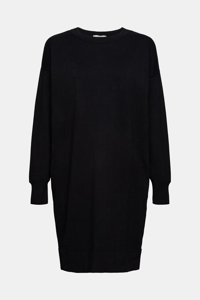 Oversize pletené šaty ze směsi bavlny, BLACK, overview