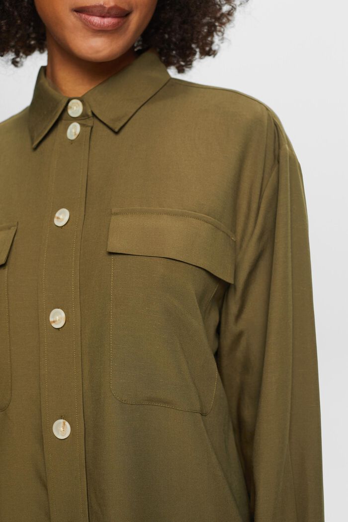 Oversize propínací košile, KHAKI GREEN, detail image number 3