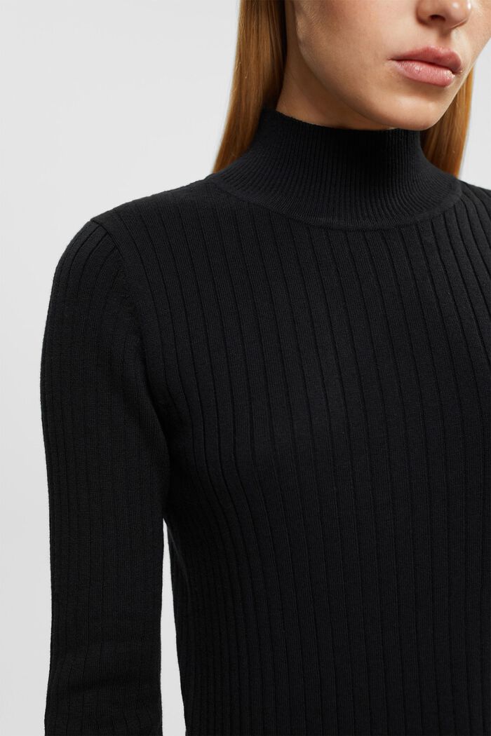 Pletený žebrový svetr, BLACK, detail image number 2
