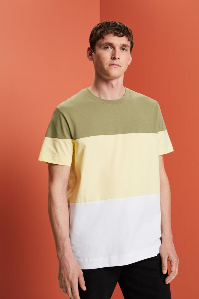 Tričko s bloky barev, 100% bavlna, LIGHT KHAKI, detail image number 0