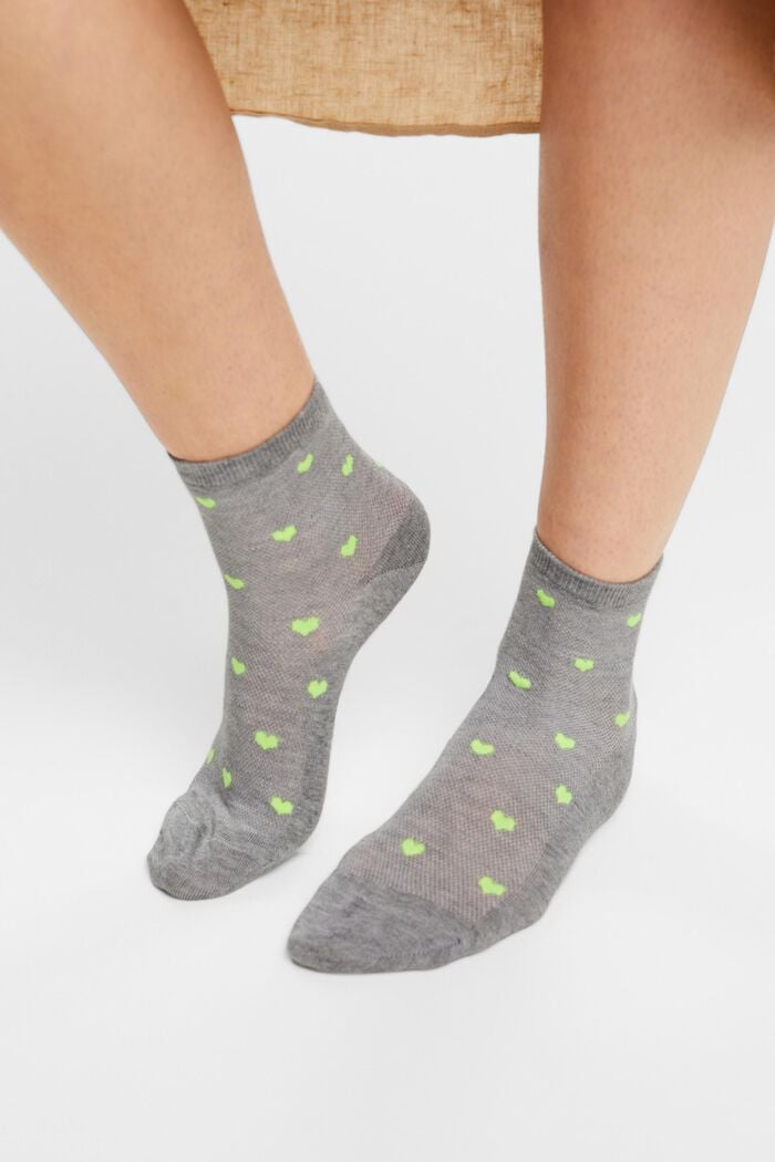 Ponožky se srdíčky, 2 páry v balení, LIGHT GREY, detail image number 1