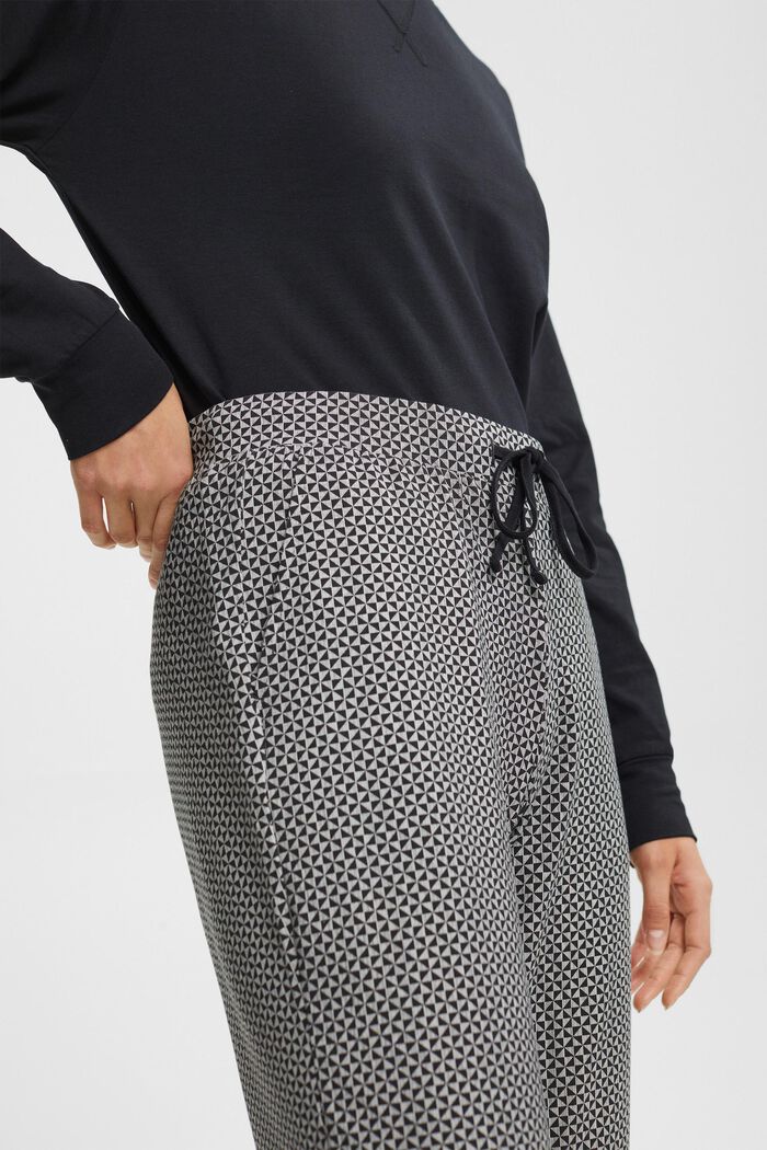 Žerzejové kalhoty s potiskem a krajkou, BLACK, detail image number 2
