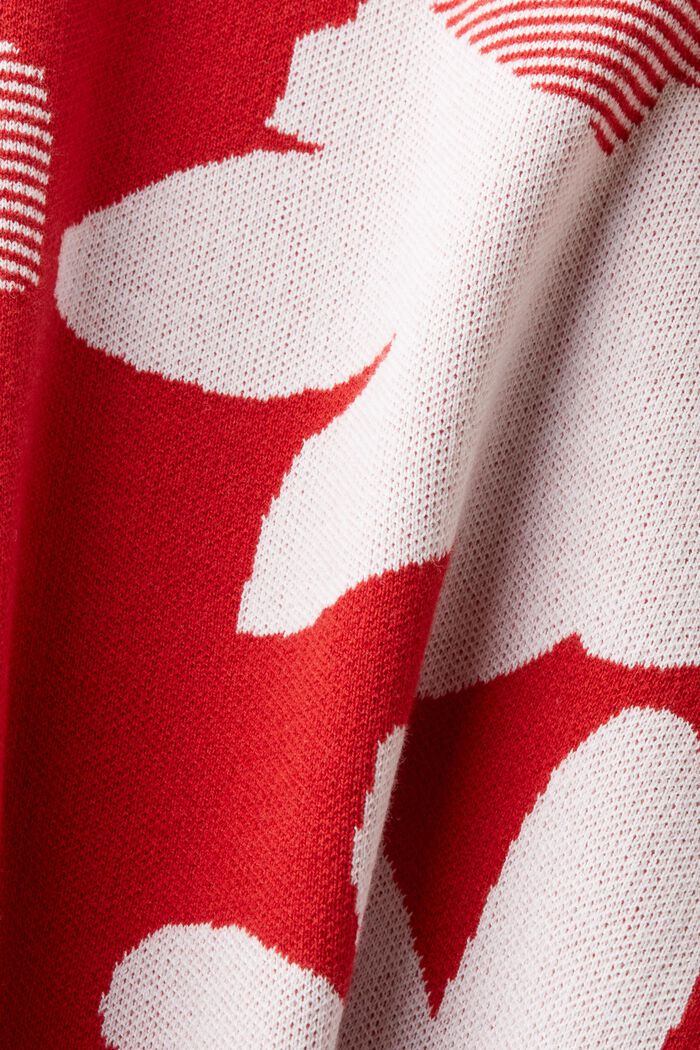 Žakárový pulovr z bavlny, DARK RED, detail image number 5