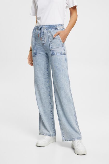 Měkké džínové kalhoty se širokými nohavicemi