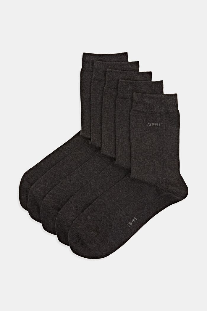 Jednobarevné ponožky z bio bavlny, 5 párů v balení, ANTHRACITE MELANGE, detail image number 0