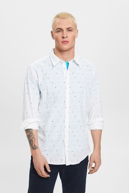 Košile z bavlny slub, se vzorem měsíčních puntíků