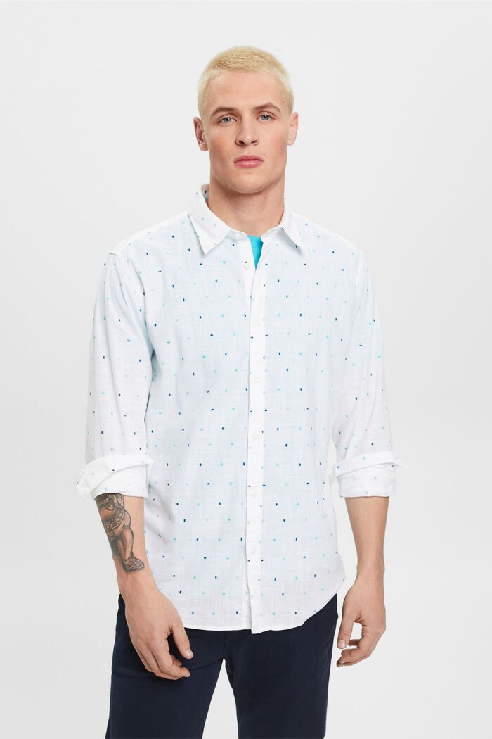 Košile z bavlny slub, se vzorem měsíčních puntíků, WHITE, detail image number 0