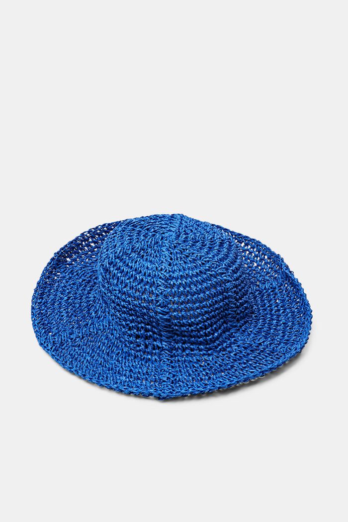 Háčkovaný slaměný klobouk, BRIGHT BLUE, detail image number 0