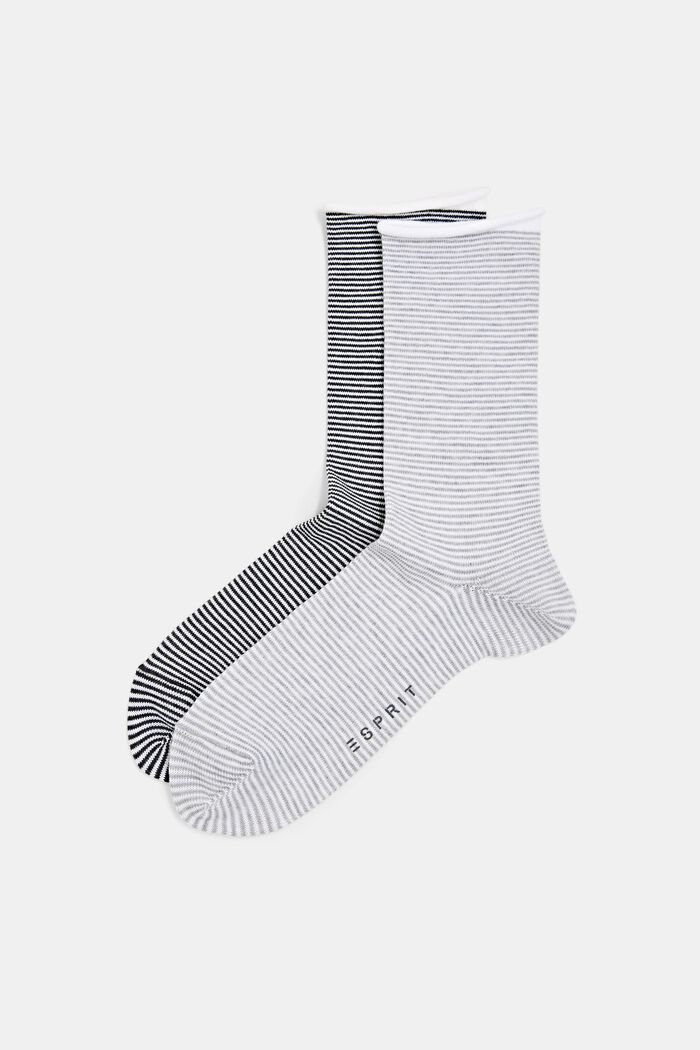Pruhované ponožky se srolovaným lemem, bio bavlna, BLACK/GREY, detail image number 0