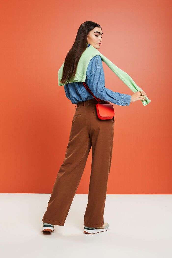 Kalhoty chino širokého střihu s vysokým pasem, BARK, detail image number 2