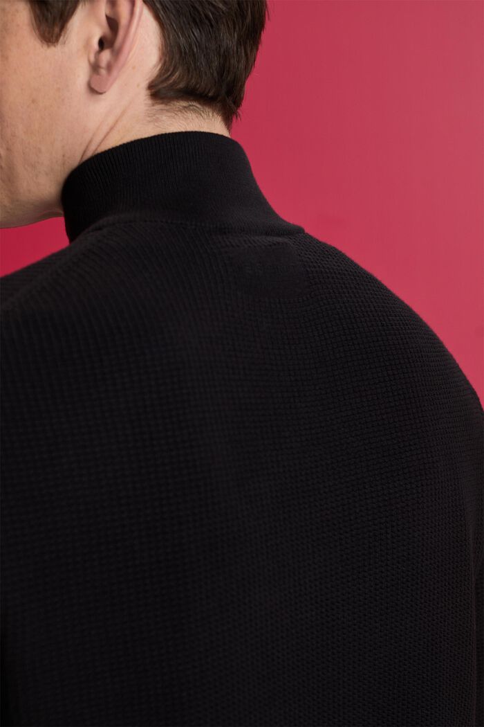 Pulovr s límcem na zip, ze 100% bavlny pima, BLACK, detail image number 4