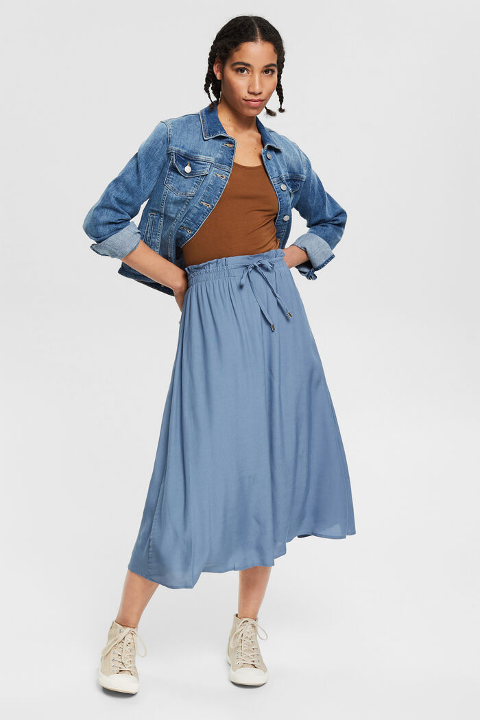 Midi sukně z materiálu LENZING™ ECOVERO™, GREY BLUE, detail image number 1