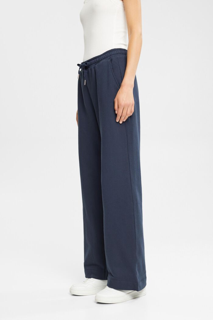 Teplákové kalhoty, střední pas, široké nohavice, NAVY, detail image number 1