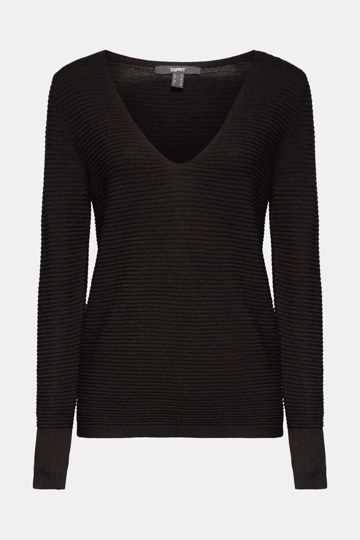 S Lyocell TENCEL™: žebrový pulovr, BLACK, detail image number 0