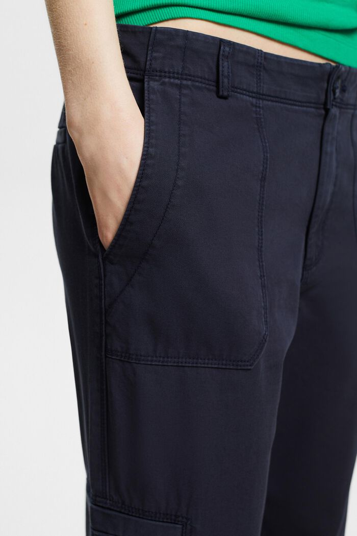 Capri kalhoty z bavlny pima, NAVY, detail image number 4