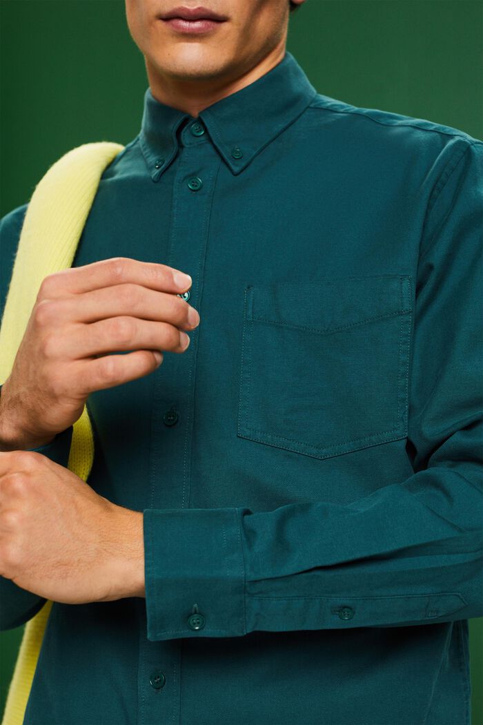 Keprová košile se střihem Regular Fit, EMERALD GREEN, detail image number 3