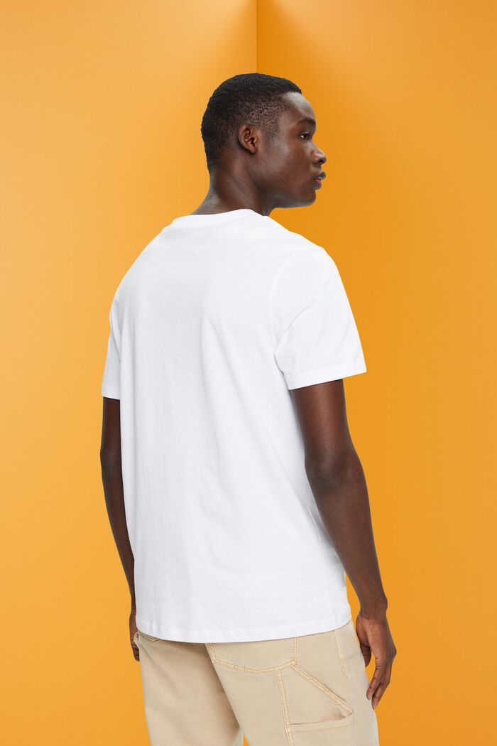 Bavlněné triko, střih Slim fit, vpředu potisk, WHITE, detail image number 3
