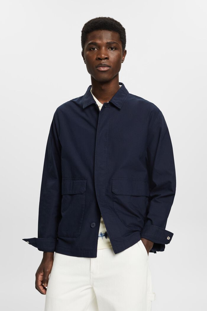 Košilová bunda, kapsy s klopami, NAVY, detail image number 0