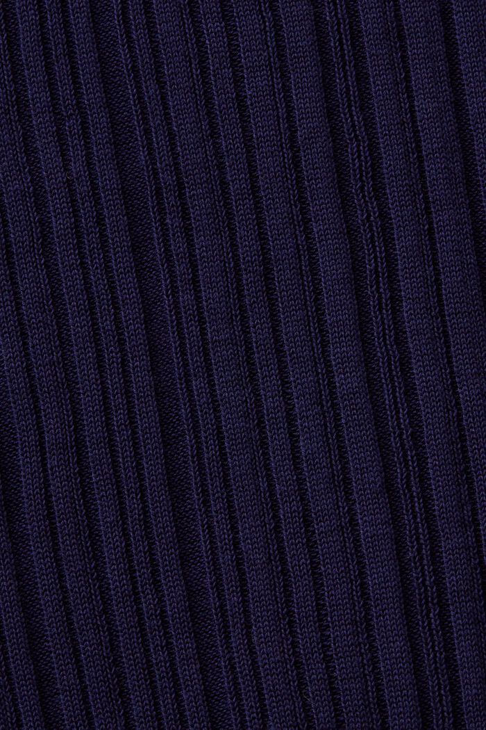 Bezešvý kardigan, polokošilový límec, žebrová pletenina, NAVY, detail image number 6
