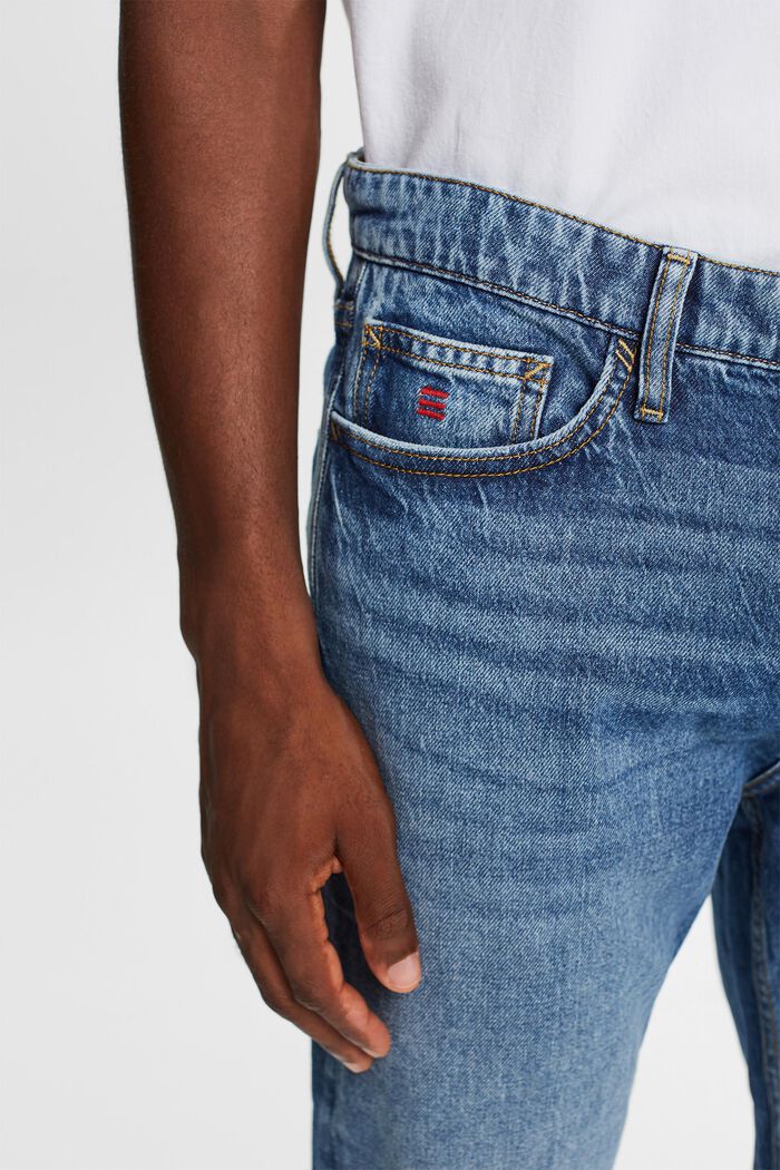 Rovné zužující se džíny se středně vysokým pasem, BLUE MEDIUM WASHED, detail image number 2