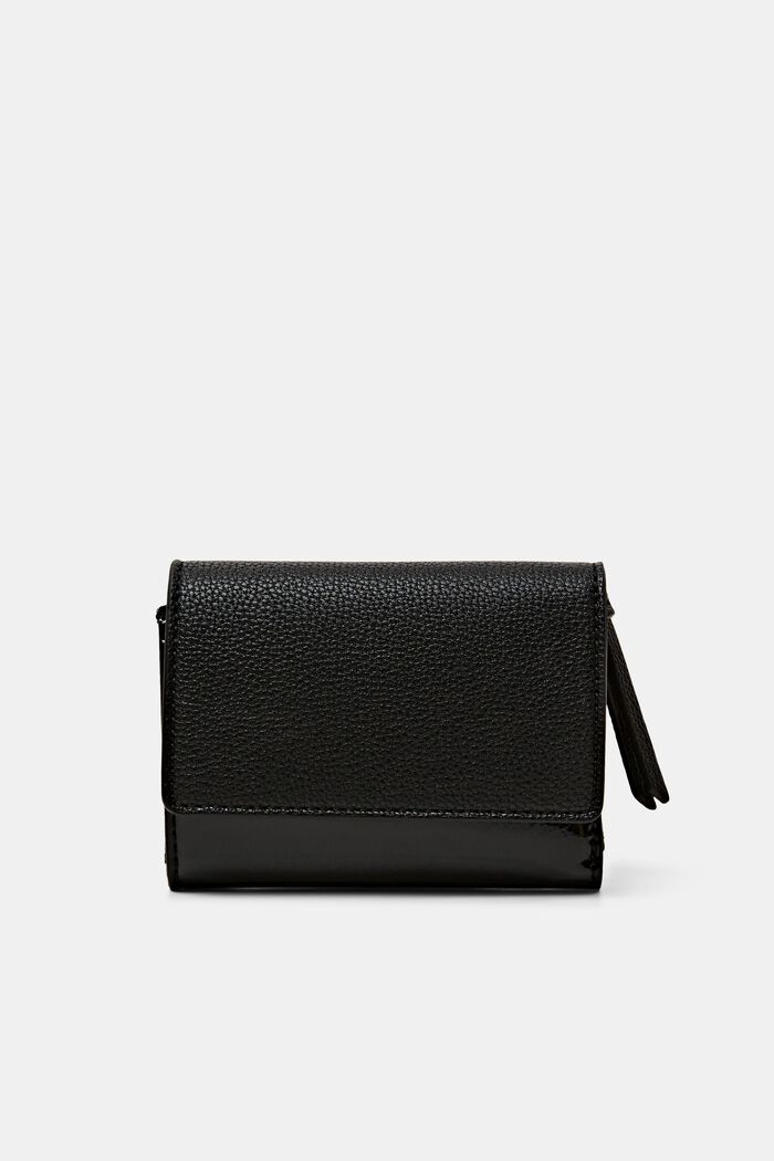 Lesklá peněženka s klopou, BLACK, detail image number 0