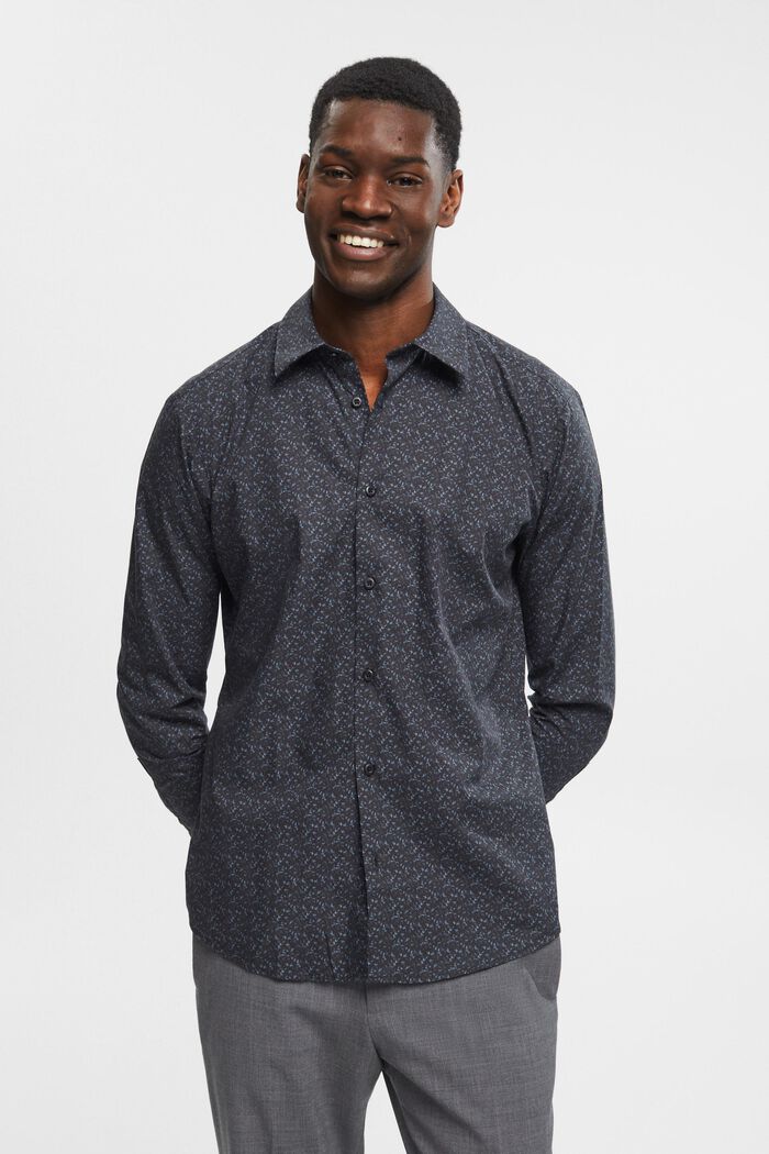Vzorovaná bavlněná košile Slim Fit, BLACK, detail image number 0