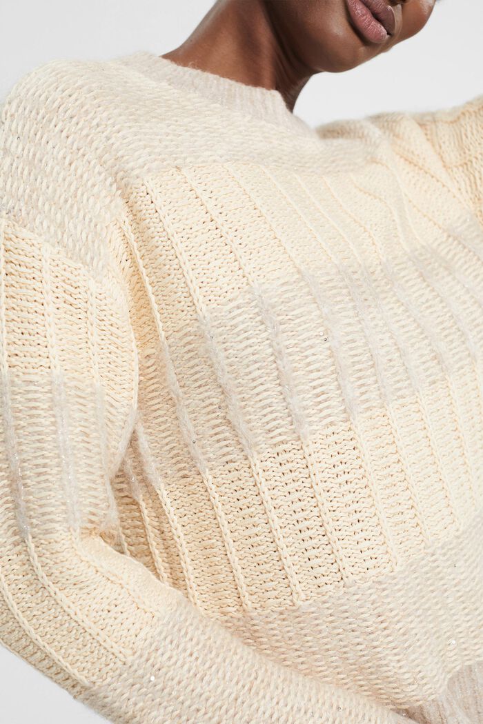 Strukturovaný pulovr s flitry, OFF WHITE, detail image number 3